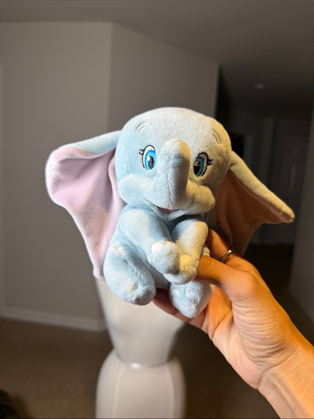 Ty Blue Elephant Plush with Pink Ear Lining